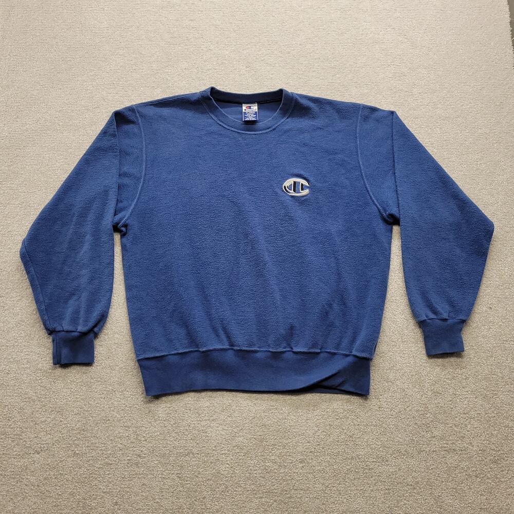 Vintage 90s Champion Sweatshirt XL Blue Embroidered  Logo Crewneck USA